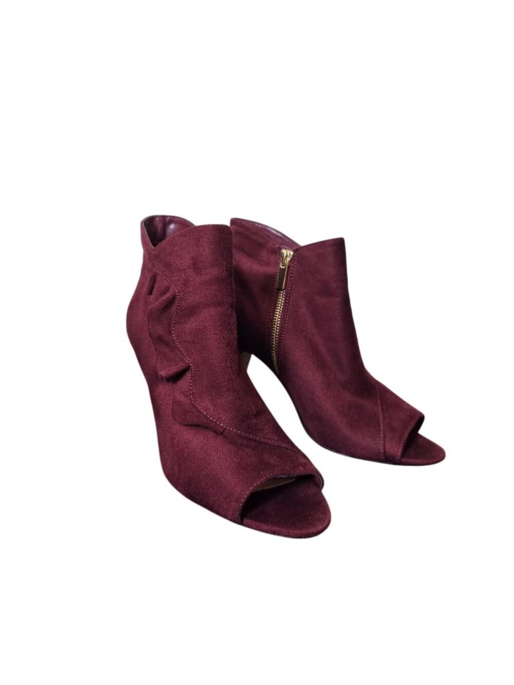 Bella Vita "Nicolette II" Faux Suede Side Ruffle Peep-Toe Booties Shooties 7.5WW